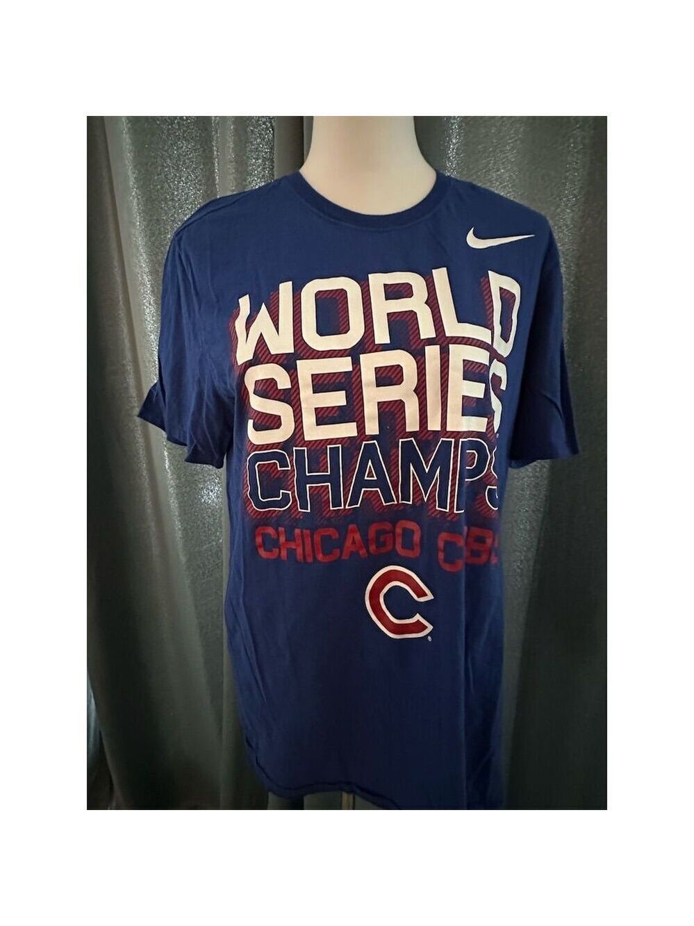 Nike Chicago Cubs 2016 World Series Champs Men's T-Shirt Blue L